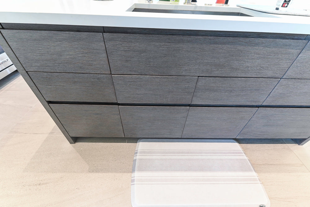 "The Arden" Modern White Gloss Kitchen with Island, Stone Countertops and 60" Wolf Range