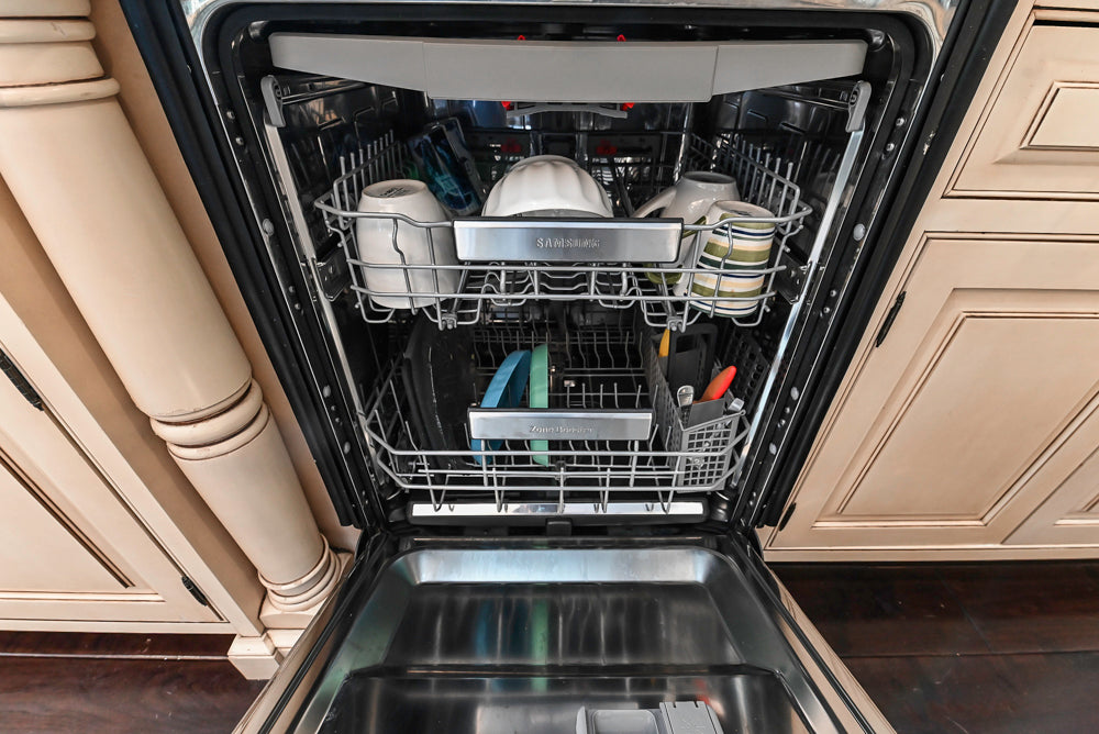 ÒThe HarcourtÓ Traditional Two-Tone Distressed Kitchen with Green Island, Granite Countertops and Appliances