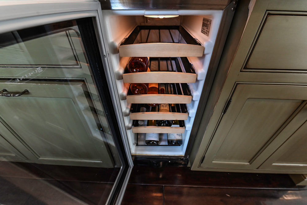 ÒThe HarcourtÓ Traditional Two-Tone Distressed Kitchen with Green Island, Granite Countertops and Appliances