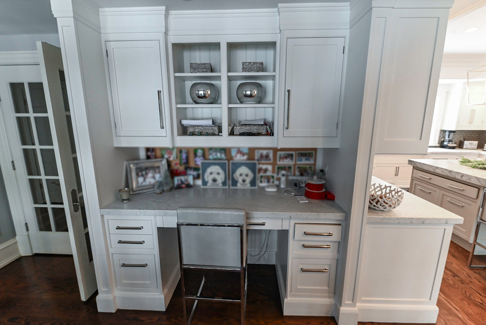 "The Clarendon" Transitional White & Grey Kitchen with Island & Miele Appliances