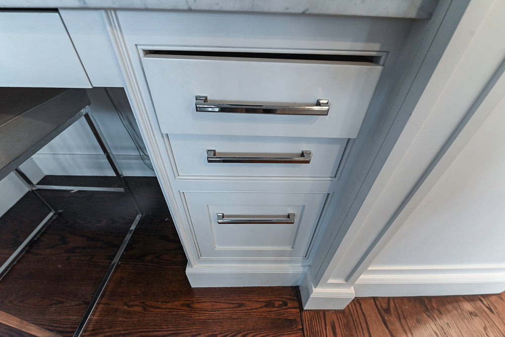 "The Clarendon" Transitional White & Grey Kitchen with Island & Miele Appliances