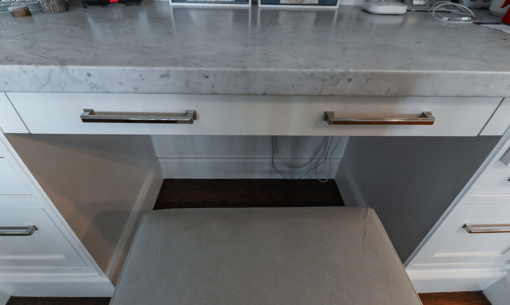 "The Clarendon" Transitional White & Grey Kitchen with Island & Miele Appliances