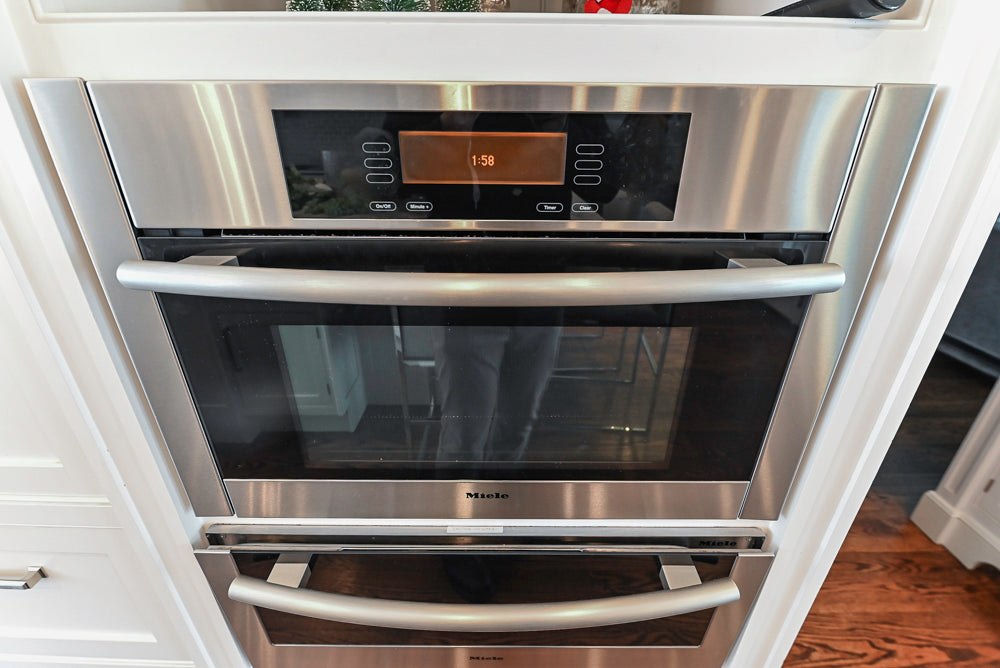 "The Clarendon" Transitional White & Grey Kitchen with Island & Miele Appliances