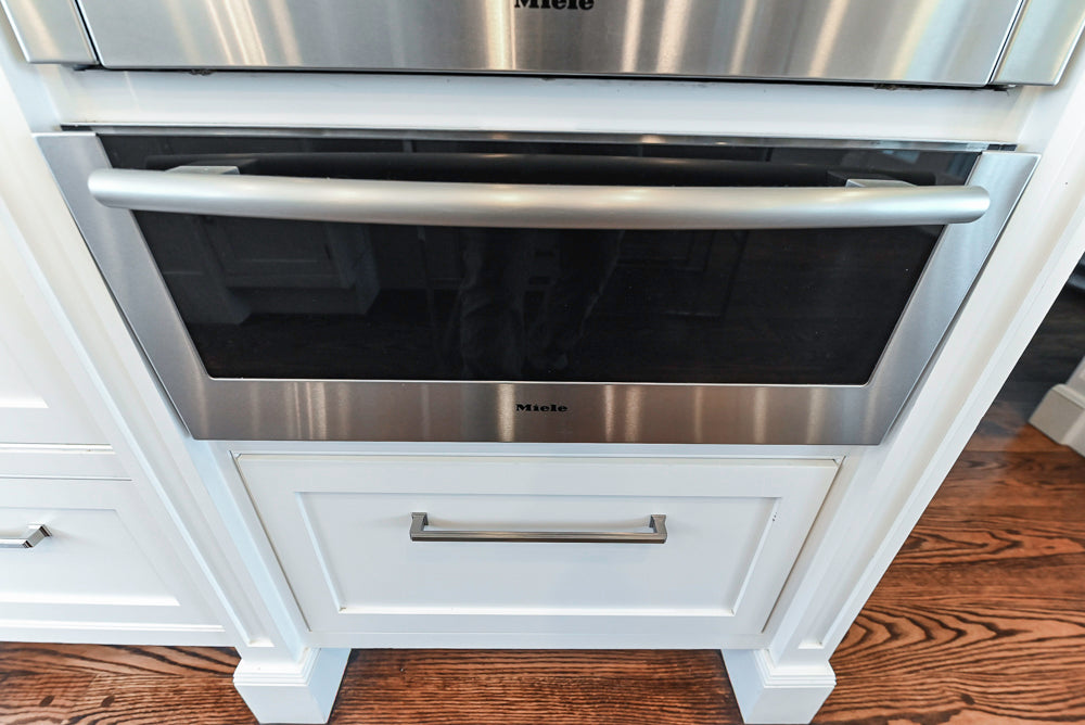"The Clarendon" Transitional White & Grey Kitchen with Island & Miele Appliances