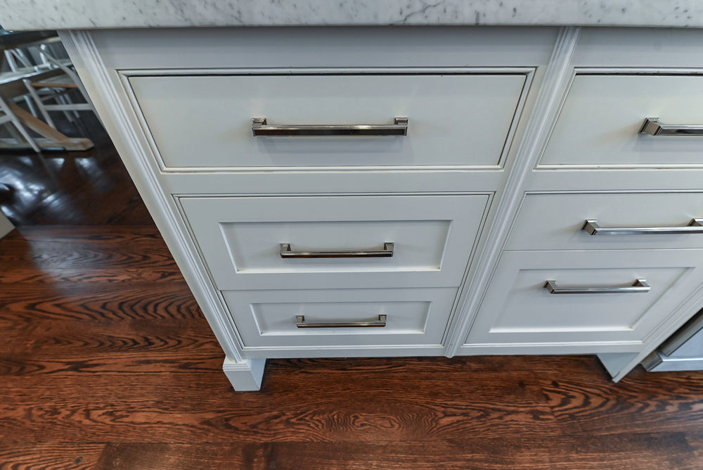 "The Clarendon" Transitional White & Grey Kitchen with Island & Miele Appliances