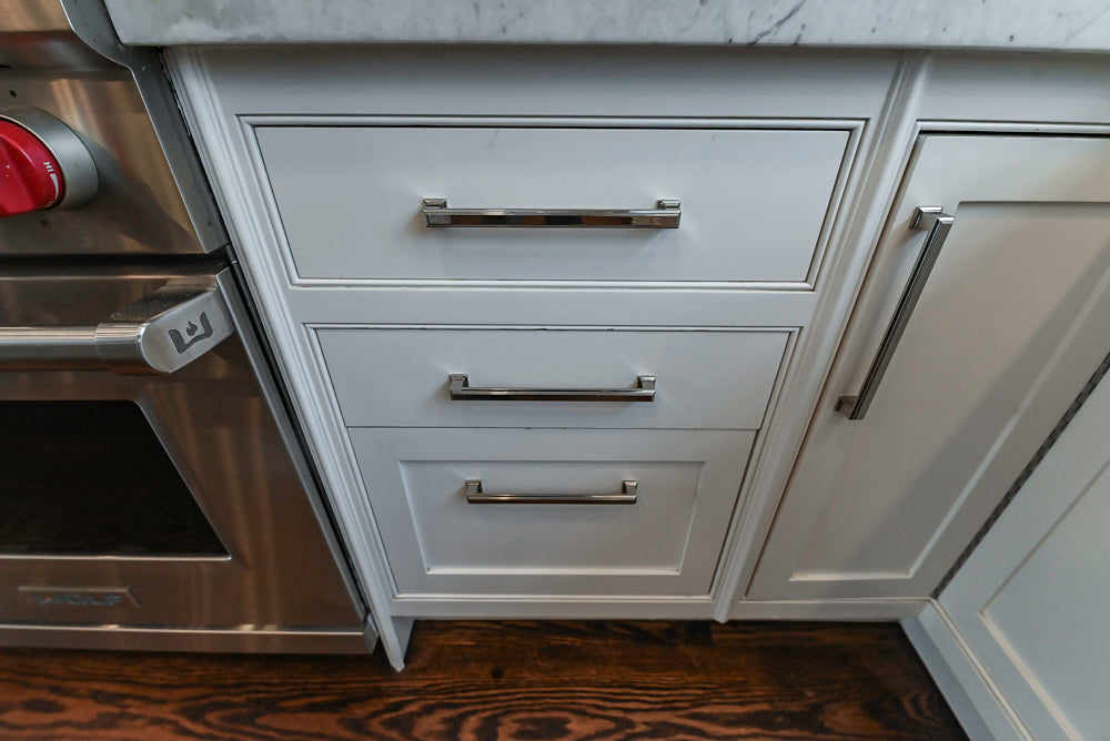 "The Clarendon" Transitional White & Grey Kitchen with Island & Miele Appliances