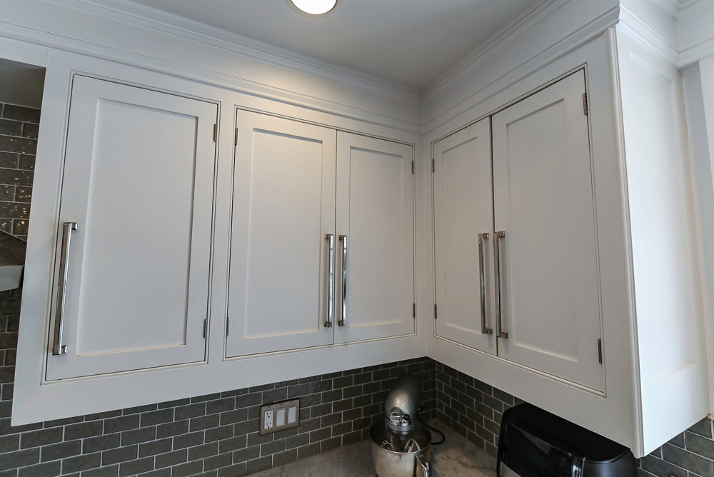 "The Clarendon" Transitional White & Grey Kitchen with Island & Miele Appliances