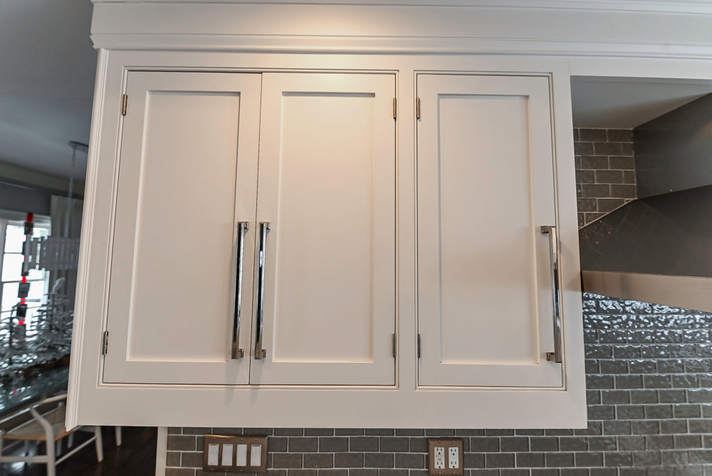 "The Clarendon" Transitional White & Grey Kitchen with Island & Miele Appliances