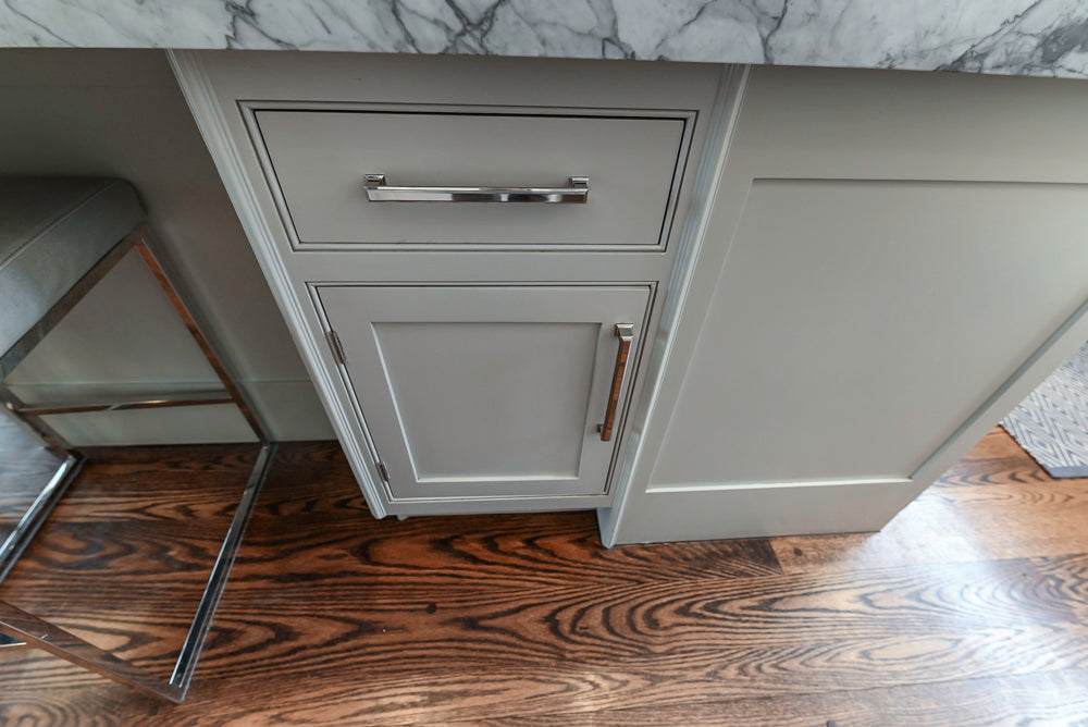 "The Clarendon" Transitional White & Grey Kitchen with Island & Miele Appliances