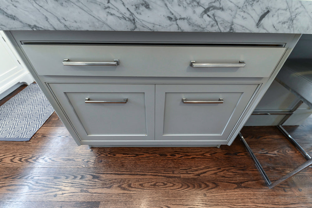 "The Clarendon" Transitional White & Grey Kitchen with Island & Miele Appliances