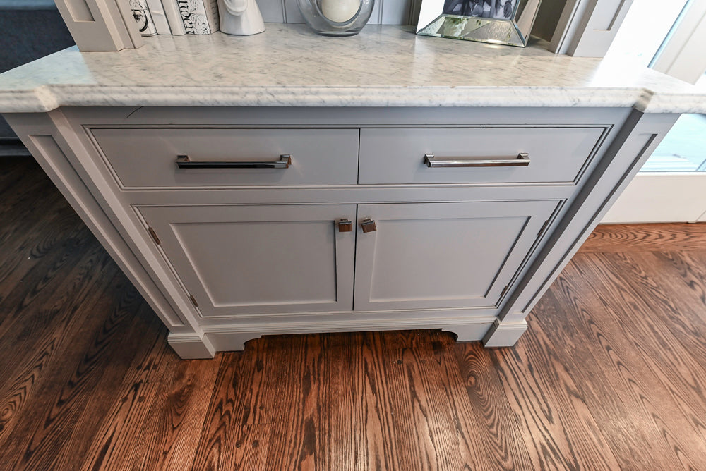 "The Clarendon" Transitional White & Grey Kitchen with Island & Miele Appliances