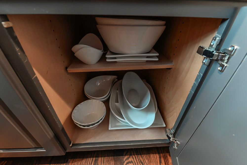 Custom Transitional Dark Grey Butler's Pantry with White Marble Countertops and Sink