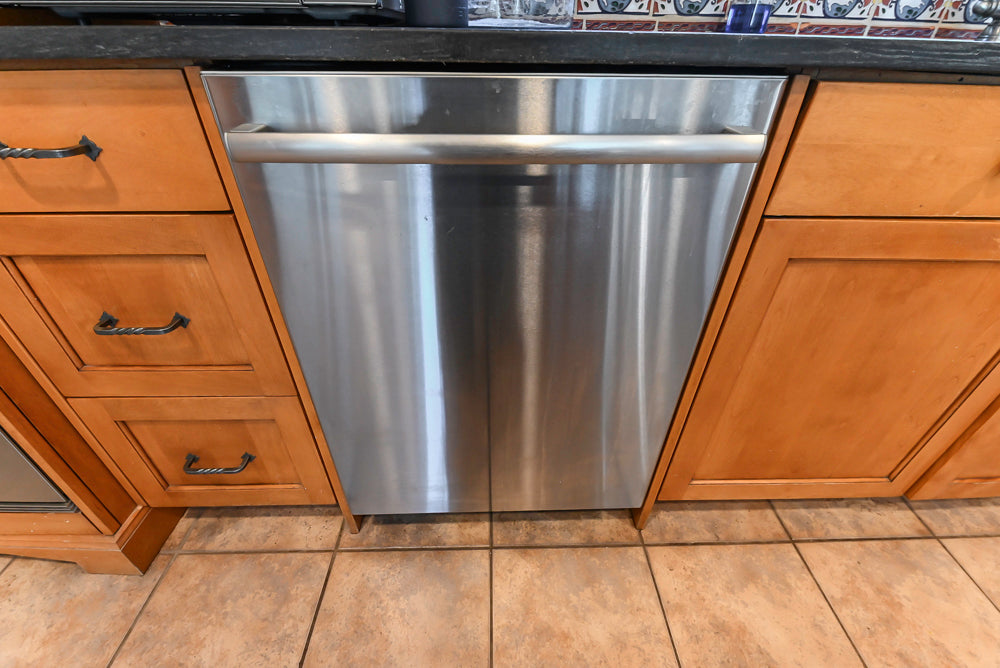"The Whitford" Transitional Wooden Kitchen with Granite Countertops & Island
