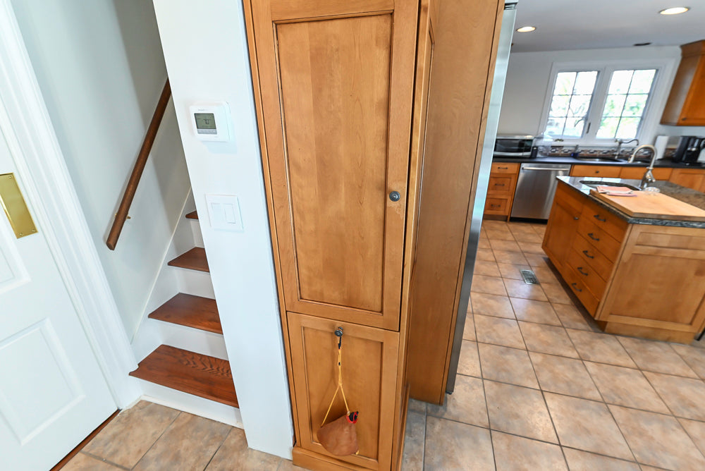 "The Whitford" Transitional Wooden Kitchen with Granite Countertops & Island