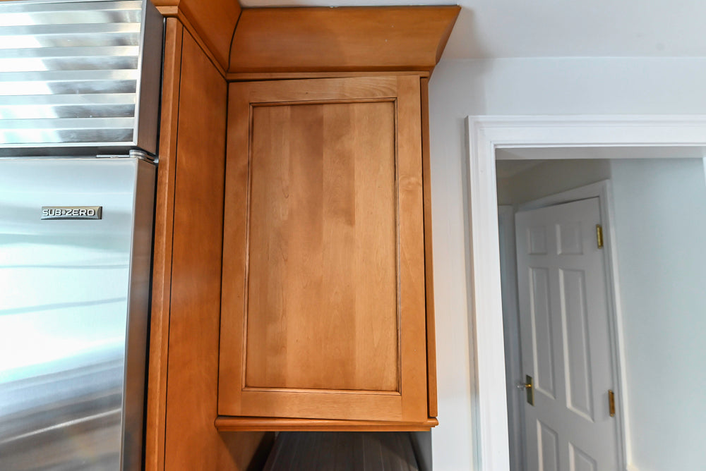 "The Whitford" Transitional Wooden Kitchen with Granite Countertops & Island