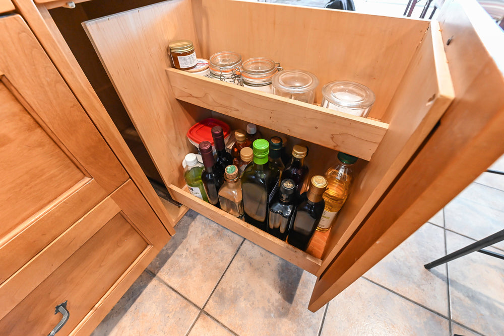 "The Whitford" Transitional Wooden Kitchen with Granite Countertops & Island