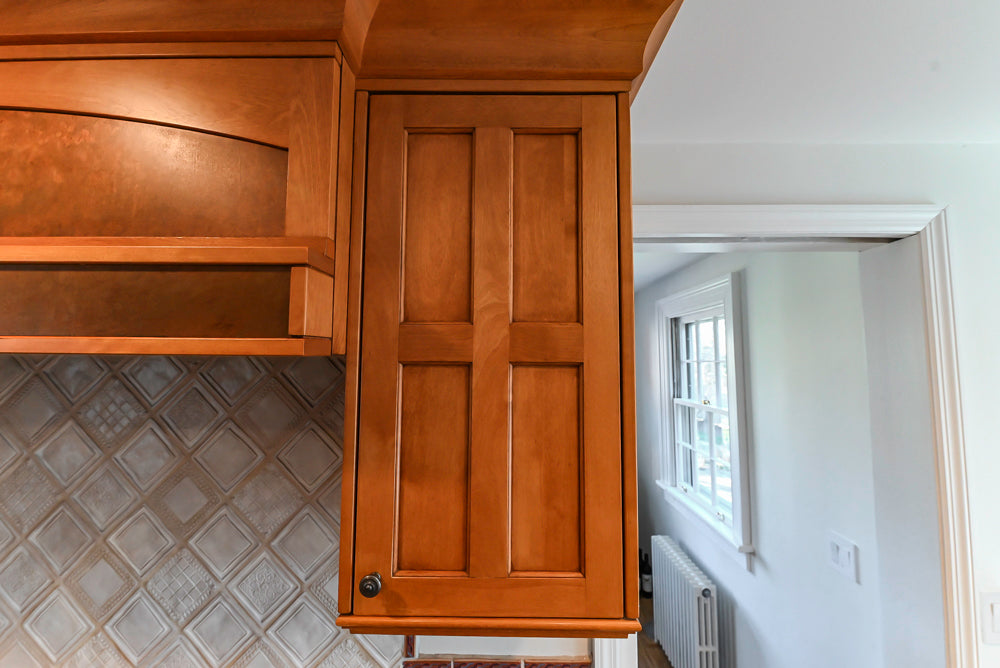 "The Whitford" Transitional Wooden Kitchen with Granite Countertops & Island
