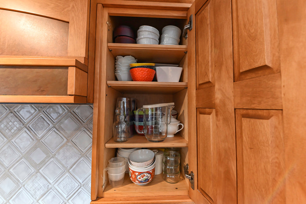 "The Whitford" Transitional Wooden Kitchen with Granite Countertops & Island