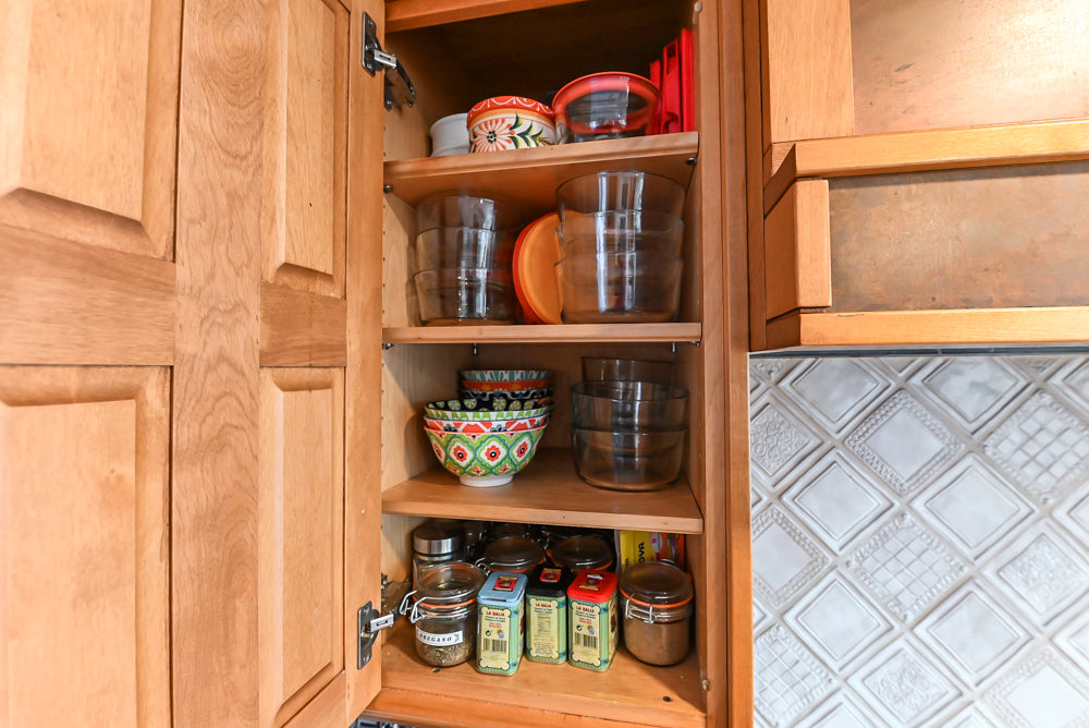 "The Whitford" Transitional Wooden Kitchen with Granite Countertops & Island