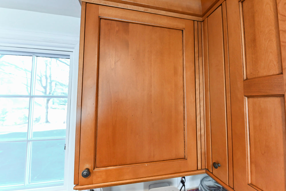 "The Whitford" Transitional Wooden Kitchen with Granite Countertops & Island