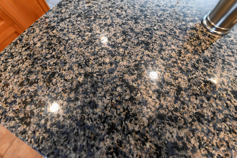 "The Whitford" Transitional Wooden Kitchen with Granite Countertops & Island