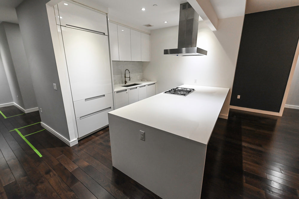 Pre owned certified Poggenpohl modern kitchen layout showing clean lines and flat panel cabinets