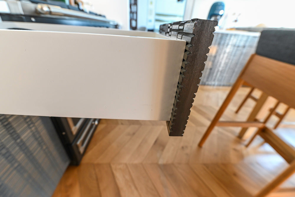 "The Maison Moderne" Kitchen with La Cornue CornuFŽ 110 Range and Marble Top Table