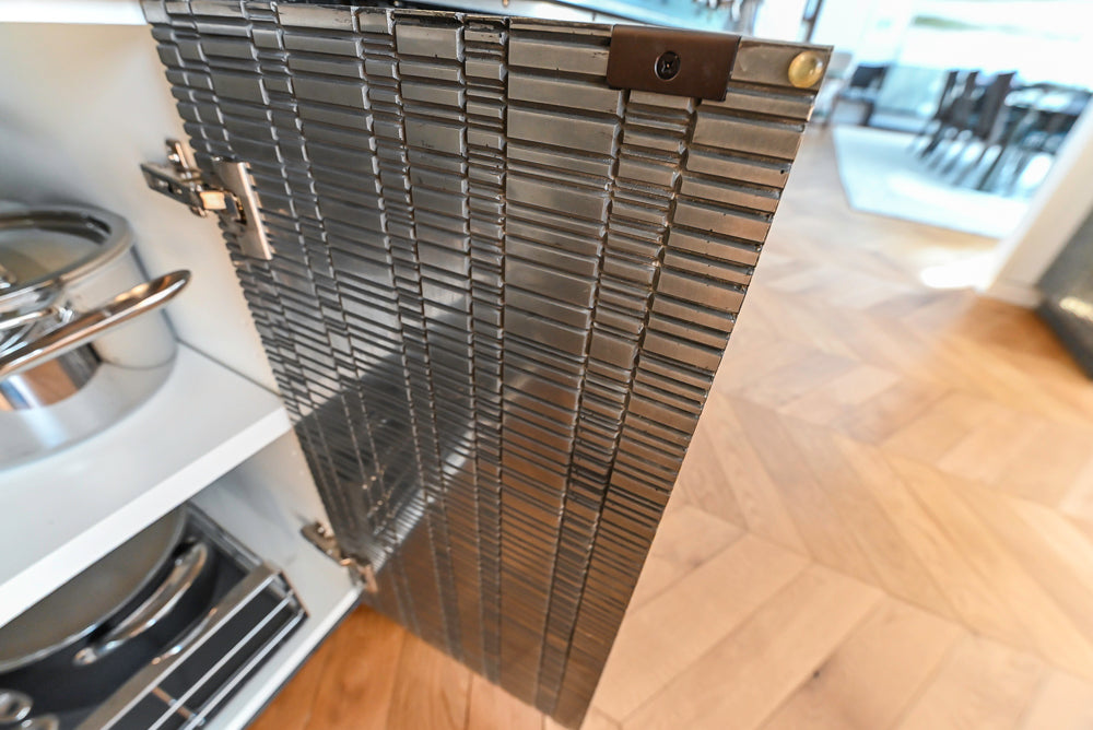 "The Maison Moderne" Kitchen with La Cornue CornuFŽ 110 Range and Marble Top Table