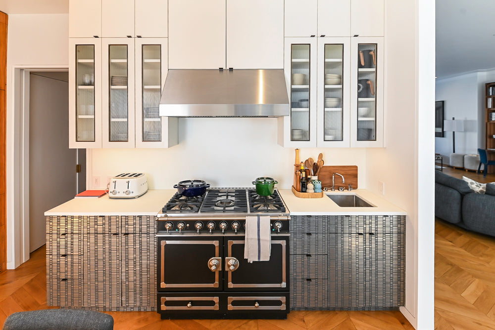 "The Maison Moderne" Kitchen with La Cornue CornuFé 110 Range and Marble Top Table