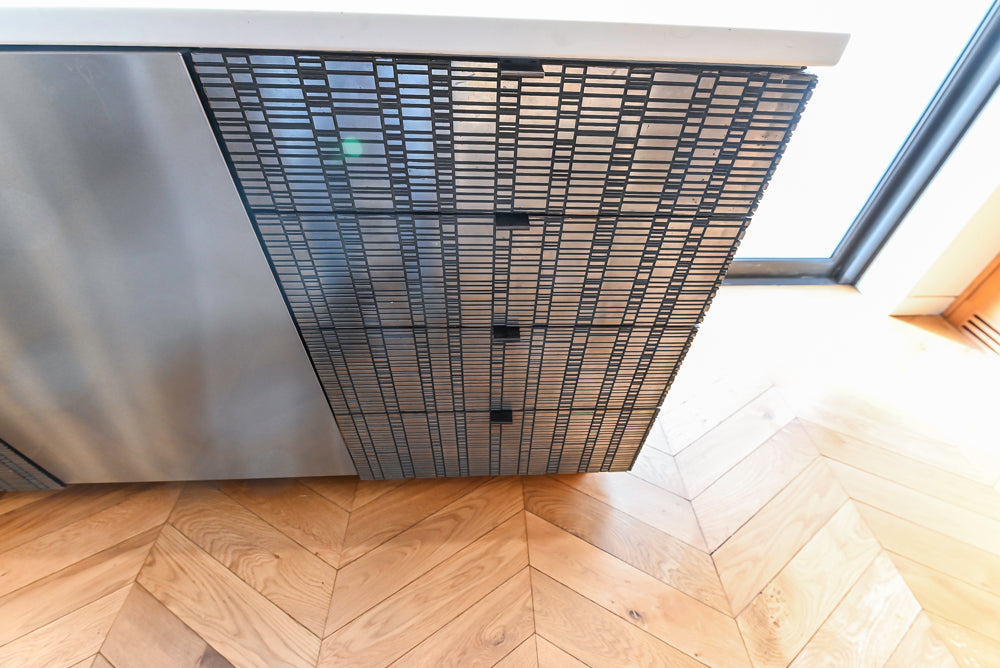 "The Maison Moderne" Kitchen with La Cornue CornuFŽ 110 Range and Marble Top Table