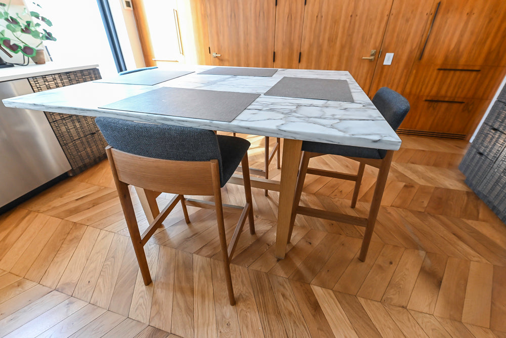 "The Maison Moderne" Kitchen with La Cornue CornuFŽ 110 Range and Marble Top Table