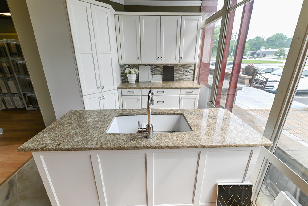Mid Continent Traditional White Partial Kitchen with Island, Sink and Faucet