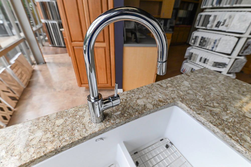 Mid Continent Traditional White Partial Kitchen with Island, Sink and Faucet