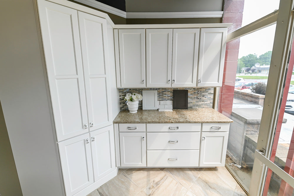 Mid Continent Traditional White Partial Kitchen with Island, Sink and Faucet