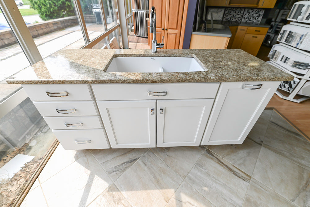 Mid Continent Traditional White Partial Kitchen with Island, Sink and Faucet