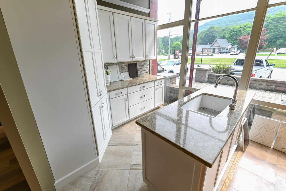 Mid Continent Traditional White Partial Kitchen with Island, Sink and Faucet