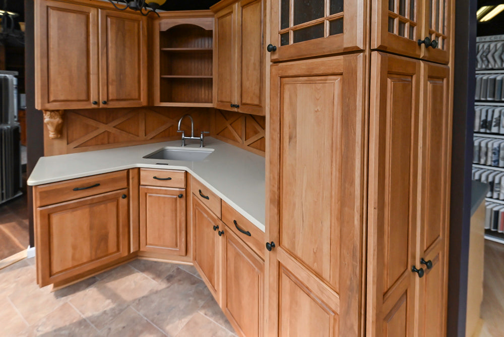 Decora Plaza Cherry Wheatfield Traditional Butler's Pantry with Kohler Sink & Faucet