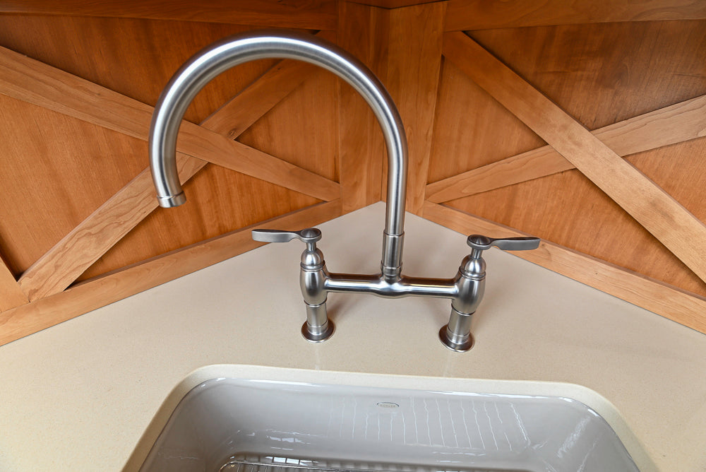 Decora Plaza Cherry Wheatfield Traditional Butler's Pantry with Kohler Sink & Faucet