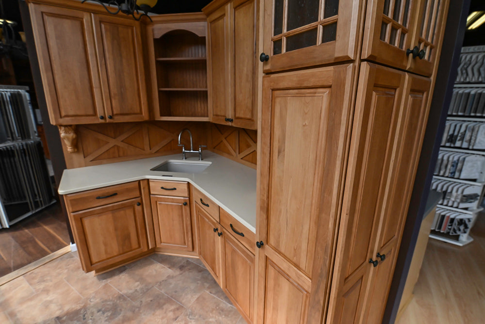 Decora Plaza Cherry Wheatfield Traditional Butler's Pantry with Kohler Sink & Faucet