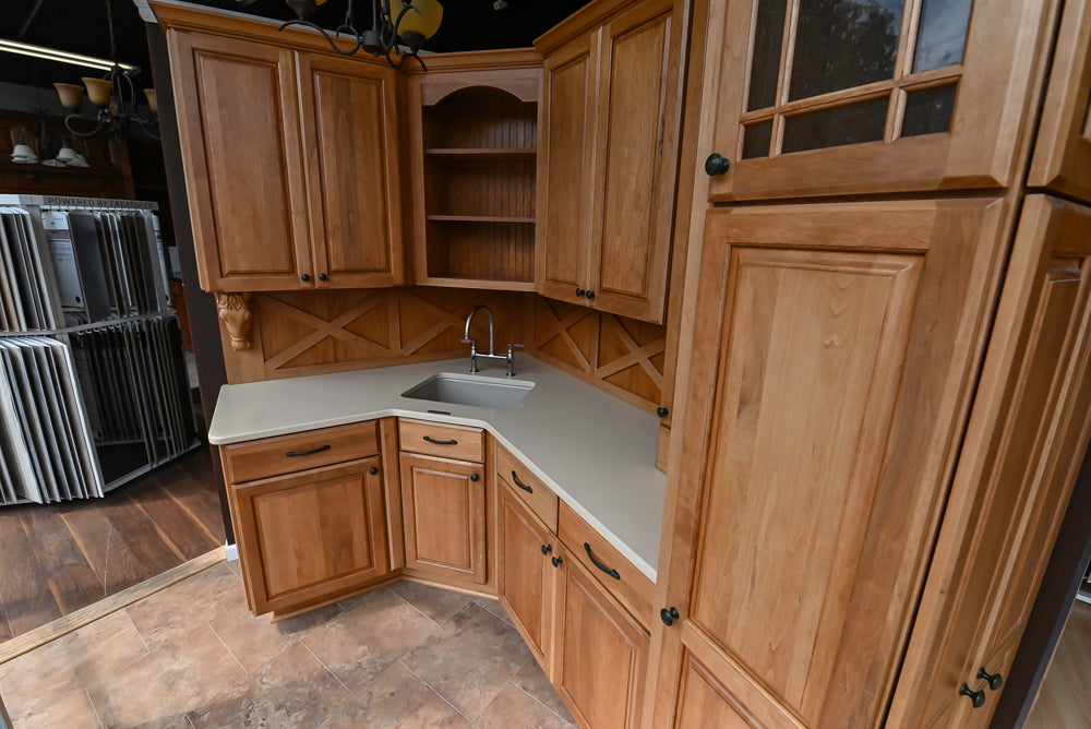 Decora Plaza Cherry Wheatfield Traditional Butler's Pantry with Kohler Sink & Faucet