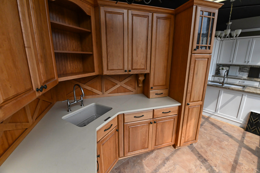 Decora Plaza Cherry Wheatfield Traditional Butler's Pantry with Kohler Sink & Faucet
