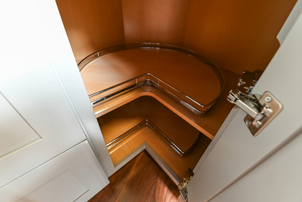 Merillat Transitional White Butler's Pantry with Black Soapstone Countertops and Sink & Faucet