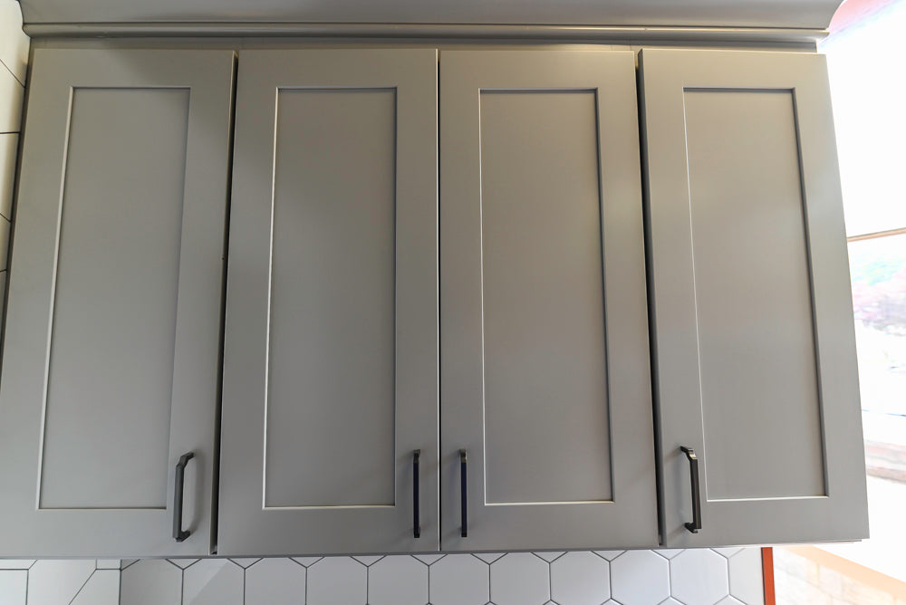 Merillat Transitional White Butler's Pantry with Black Soapstone Countertops and Sink & Faucet