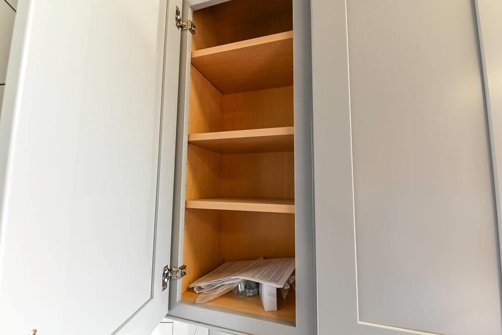 Merillat Transitional White Butler's Pantry with Black Soapstone Countertops and Sink & Faucet