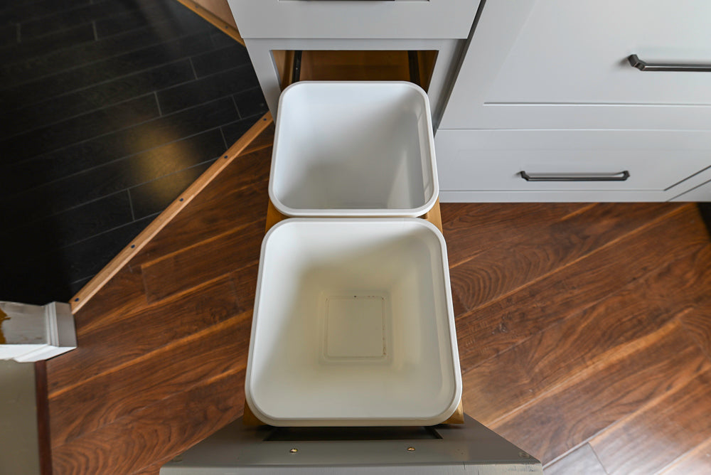 Merillat Transitional White Butler's Pantry with Black Soapstone Countertops and Sink & Faucet