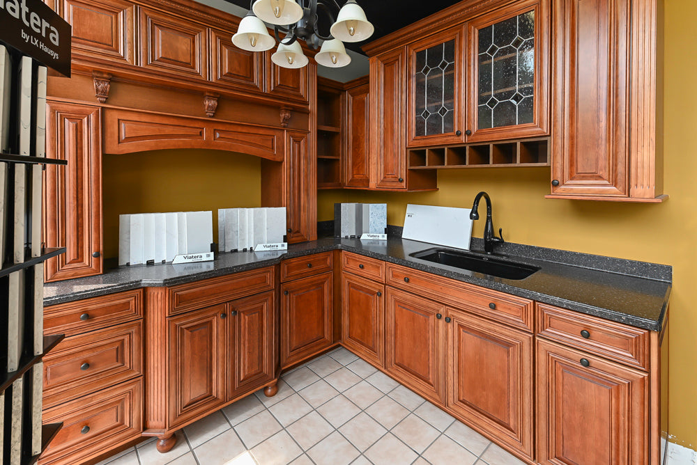 Merillat Masterpiece Civano Cherry Wood Kitchen Corner with Kohler Sink & Faucet