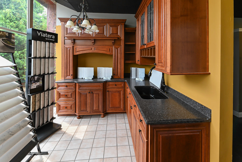 Merillat Masterpiece Civano Cherry Wood Kitchen Corner with Kohler Sink & Faucet