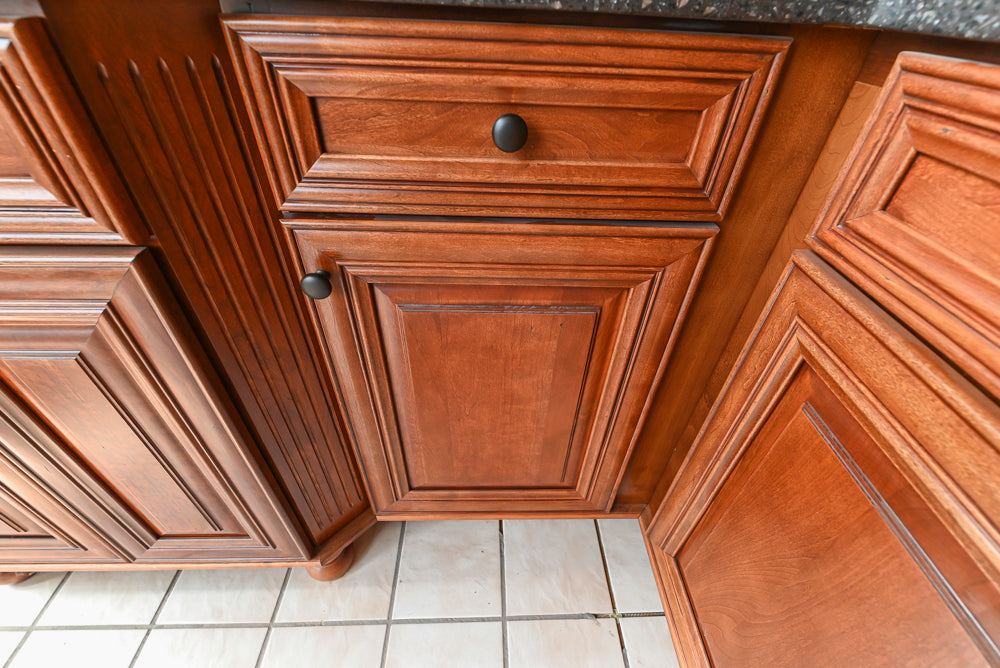 Merillat Masterpiece Civano Cherry Wood Kitchen Corner with Kohler Sink & Faucet