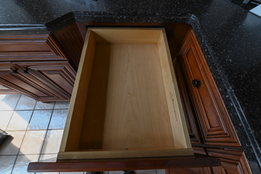 Merillat Masterpiece Civano Cherry Wood Kitchen Corner with Kohler Sink & Faucet
