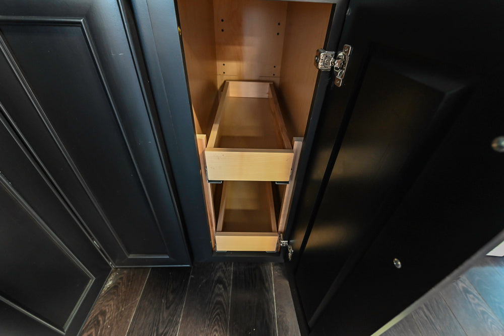 Mid Continent Sullivan Cherry Carbon Transitional Corner Pantry with Sink and Faucet